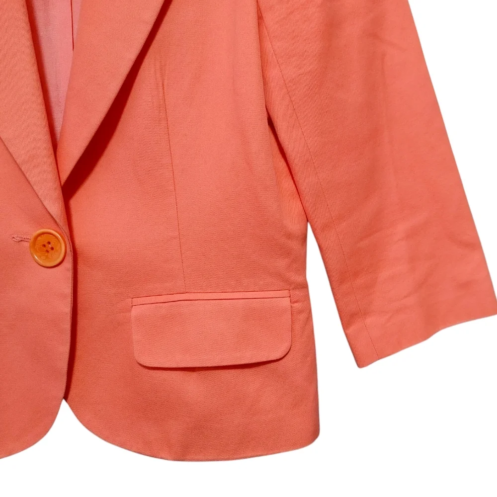 Trina Turk Orange Cotton Single Button Business Blazer Jacket Women's Size 6